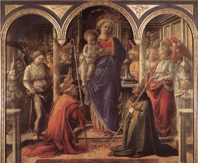 LIPPI, Fra Filippo Adoration of the Child with Saints g Spain oil painting art